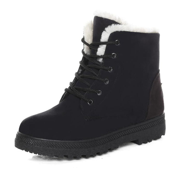 Warm Lined Women's Winter Boots with Laces - Eliza Fur Boot-Black-2.5-The Livary