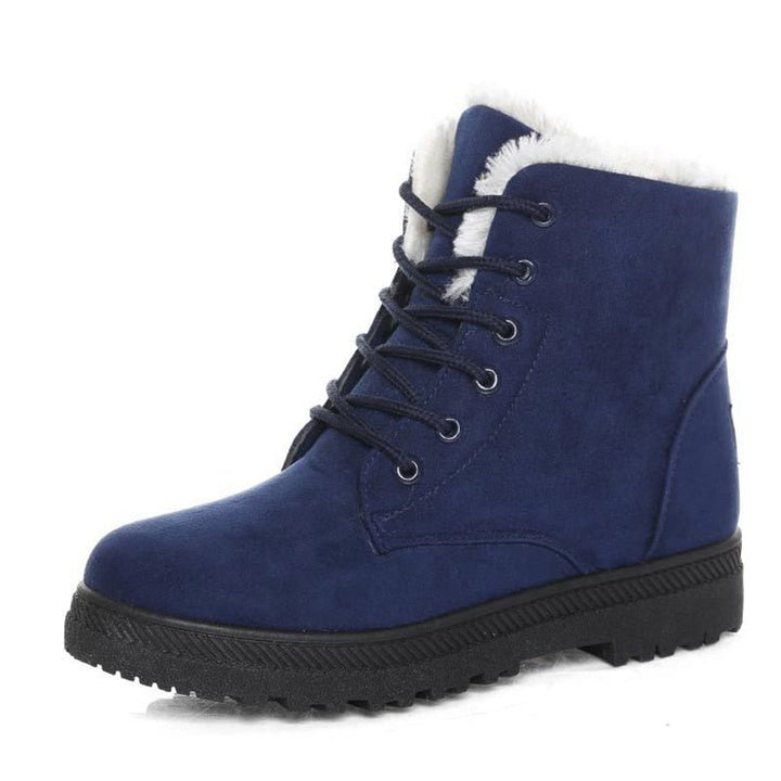 Warm Lined Women's Winter Boots with Laces - Eliza Fur Boot-Blue-2.5-The Livary