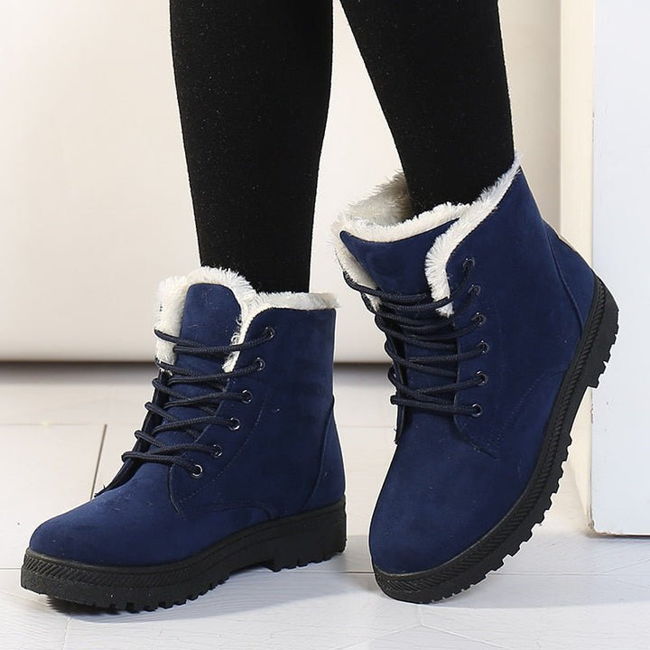 Warm Lined Women's Winter Boots with Laces - Eliza Fur Boot-Black-2.5-The Livary