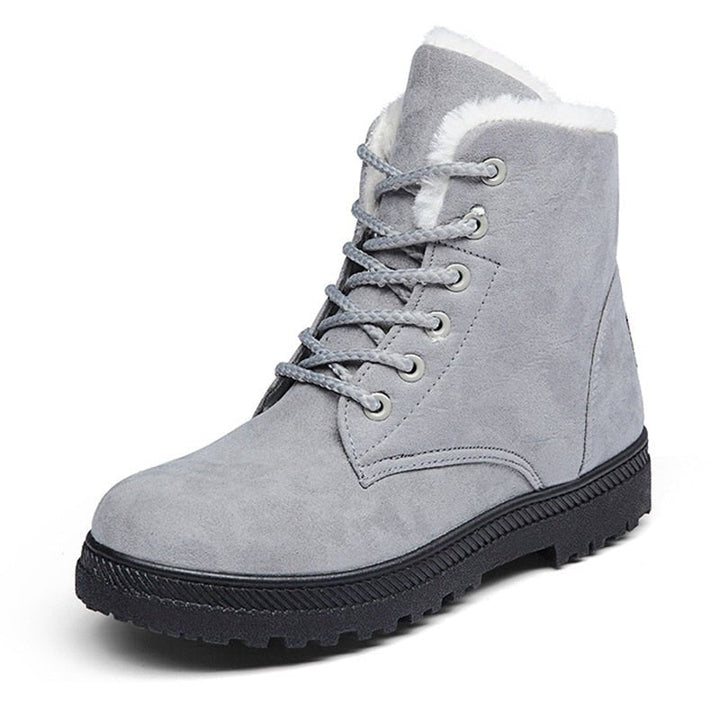 Warm Lined Women's Winter Boots with Laces - Eliza Fur Boot-Gray-2.5-The Livary