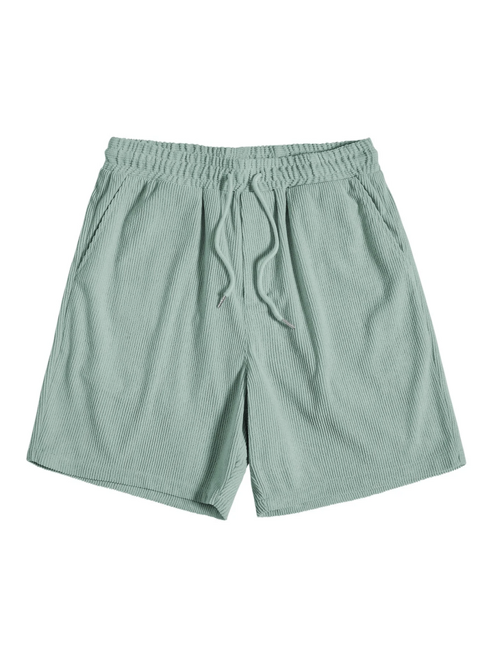 Stylish men's summer set with shirt and cord shorts - SummerCore-Beige-S-The Livary