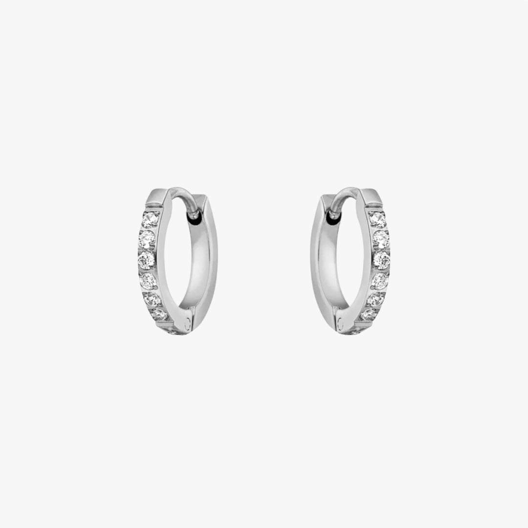 Small Hoops with Zirconia - Amara-Silver-The Livary