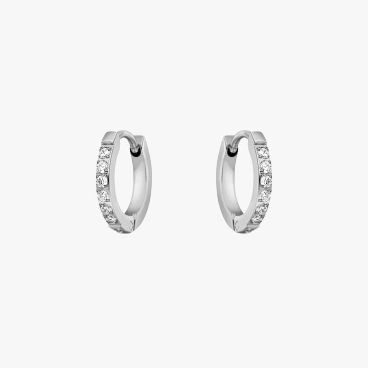 Small Hoops with Zirconia - Amara-Silver-The Livary