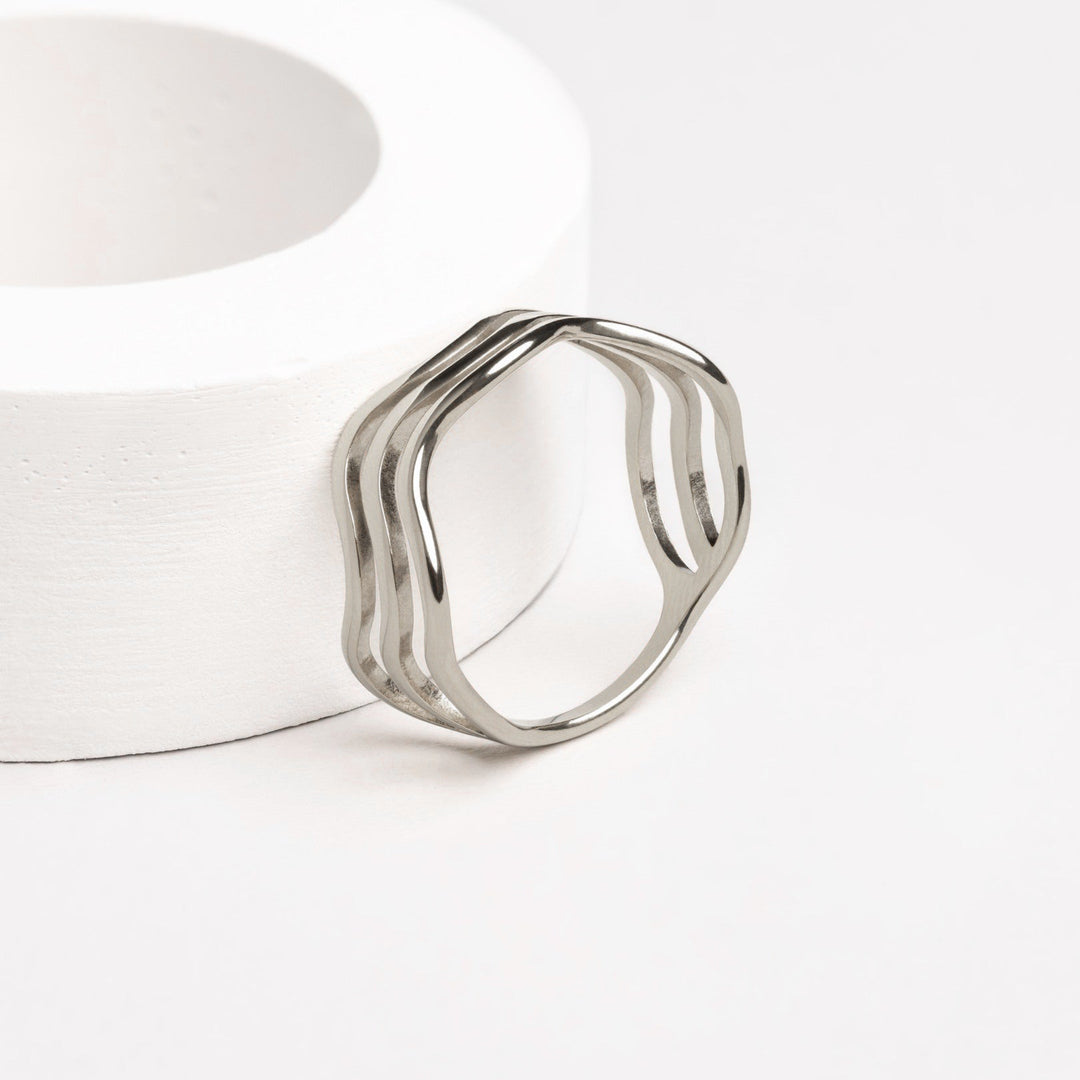 Ring with Wave Design - Nerida-5-Silver-The Livary