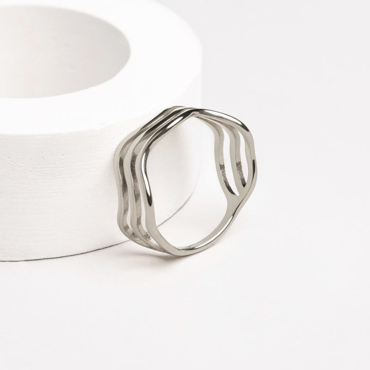 Ring with Wave Design - Nerida-5-Silver-The Livary