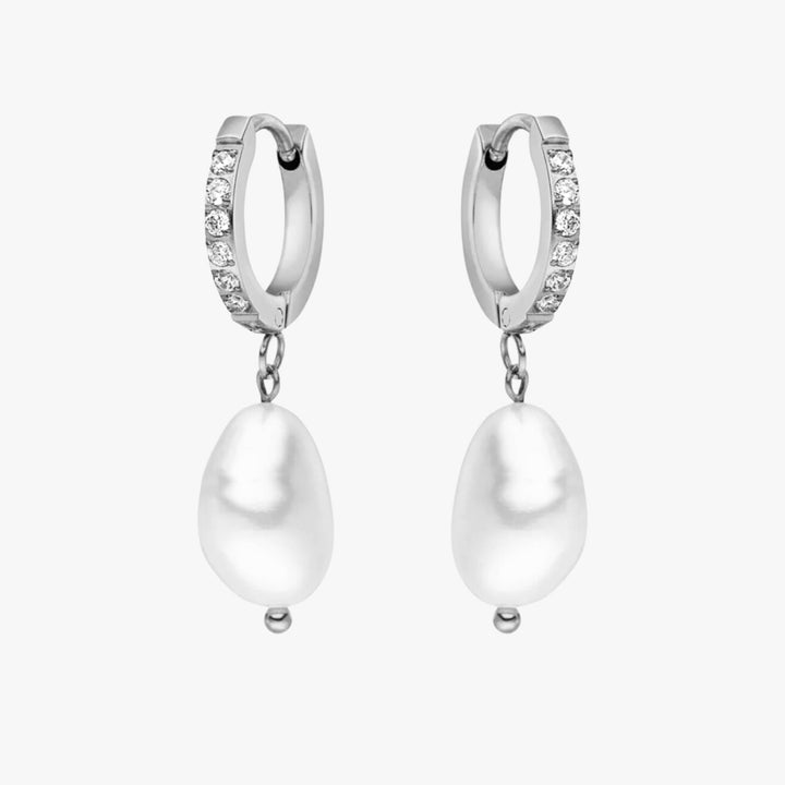 Hoops with freshwater pearls - Arina-Silver-The Livary