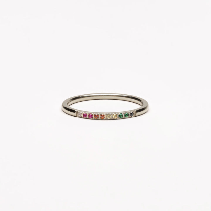 Golden Ring with Coloured Stones - Solene-6-Silver-The Livary