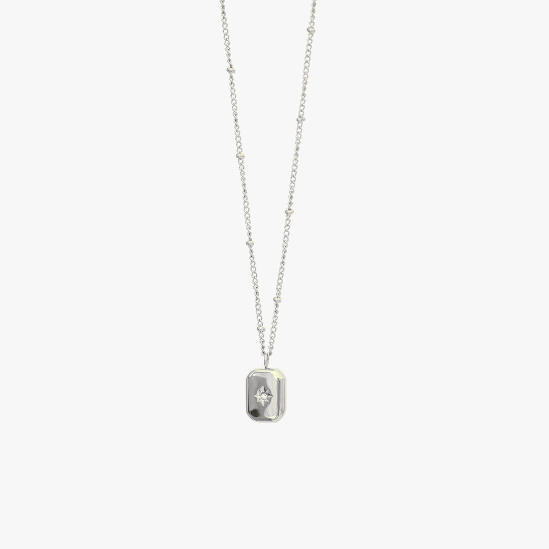 Necklace with Zirconia Stone - Celeste-Silver-The Livary
