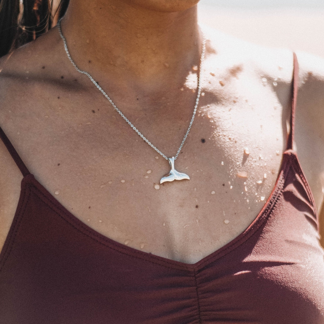 Whale Tail Necklace - Elara-Silver-The Livary