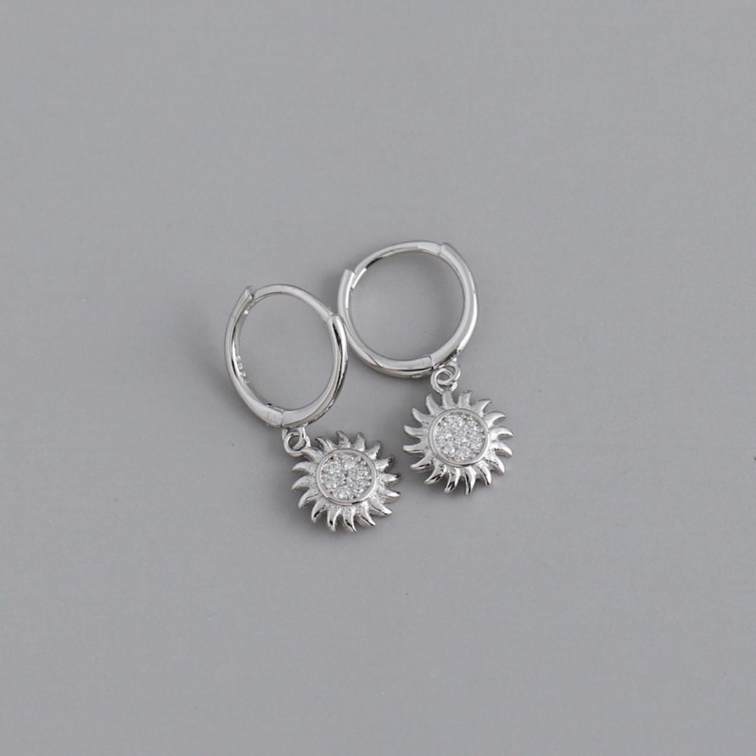 Stylish Sun Earrings for Ladies - Elara-Silver-The Livary