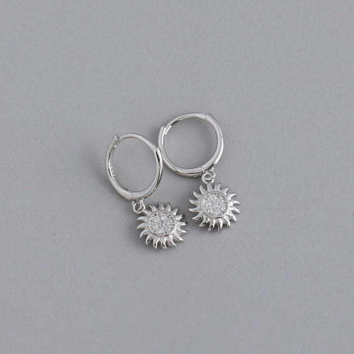 Stylish Sun Earrings for Ladies - Elara-Silver-The Livary