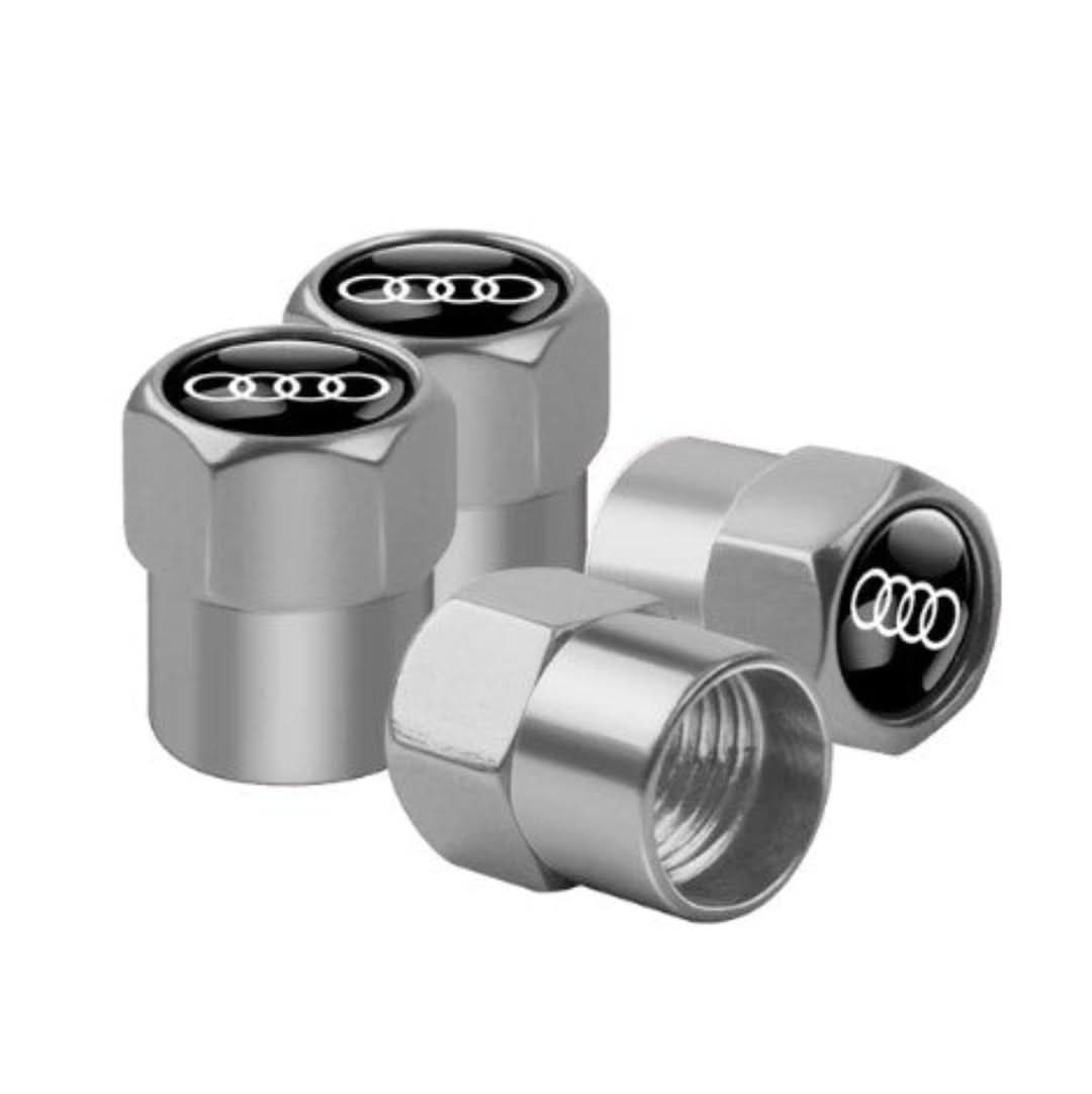Brand Valve Caps Set (4 Pieces) - WheelTops-Black-Audi-The Livary