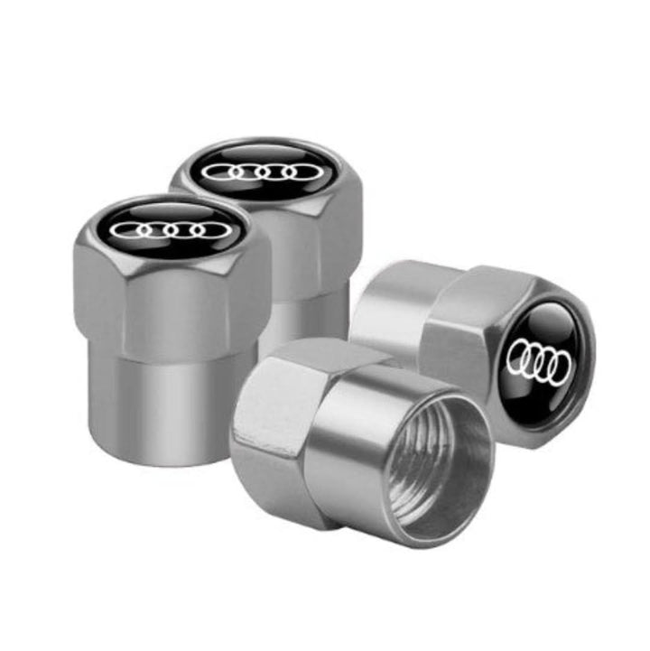 Brand Valve Caps Set (4 Pieces) - WheelTops-Black-Audi-The Livary