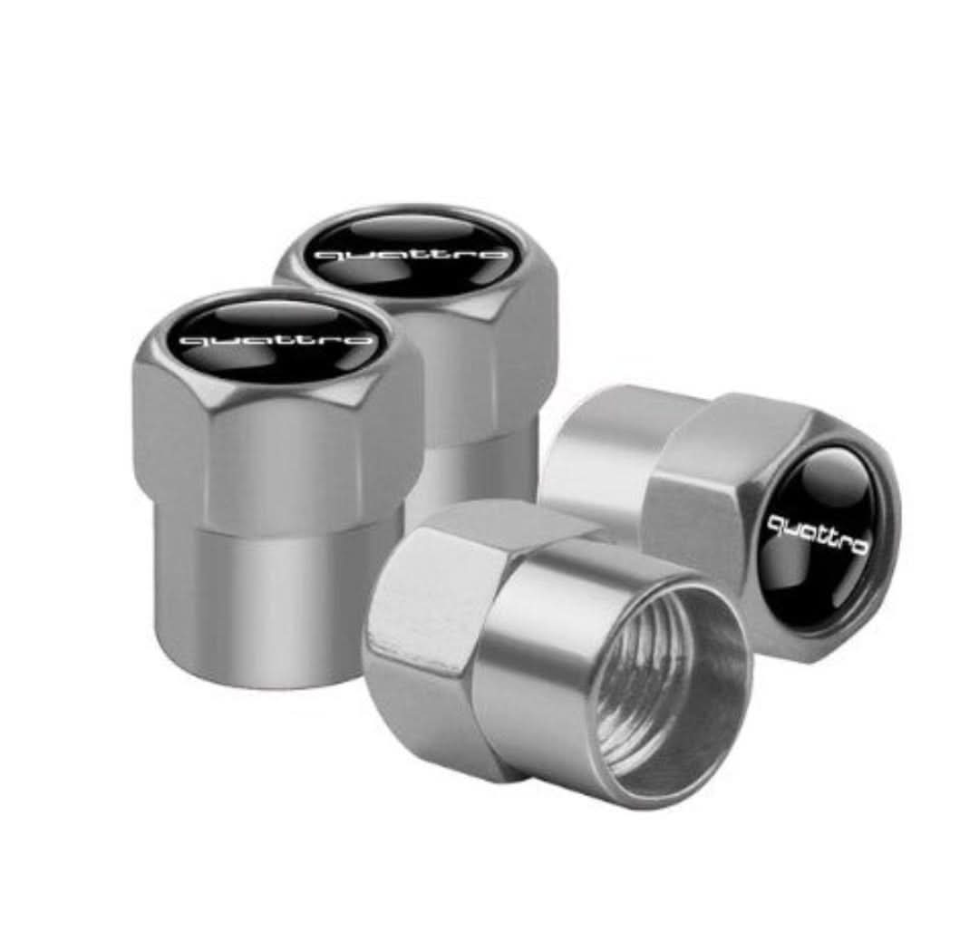 Brand Valve Caps Set (4 Pieces) - WheelTops-Silver-Audi-The Livary