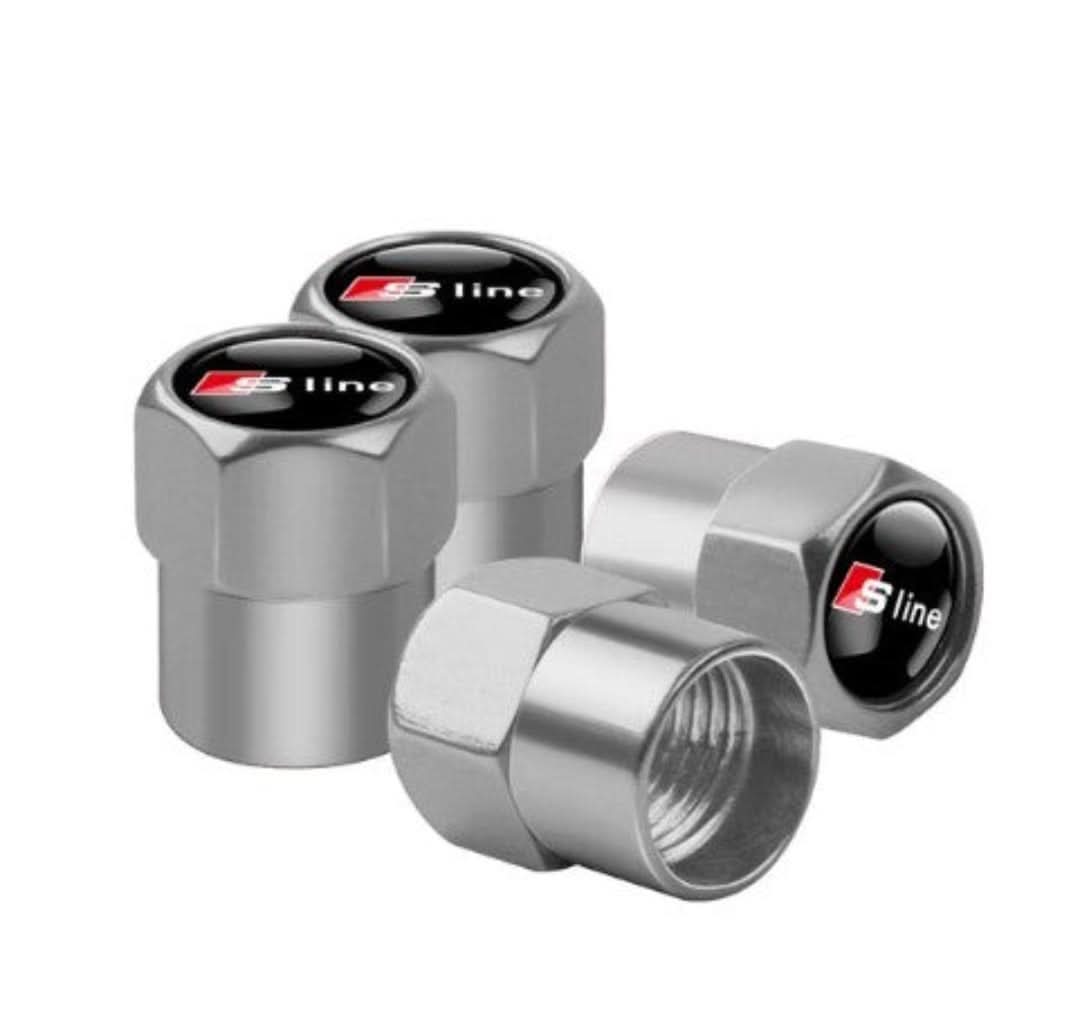 Brand Valve Caps Set (4 Pieces) - WheelTops-Black-Audi-The Livary