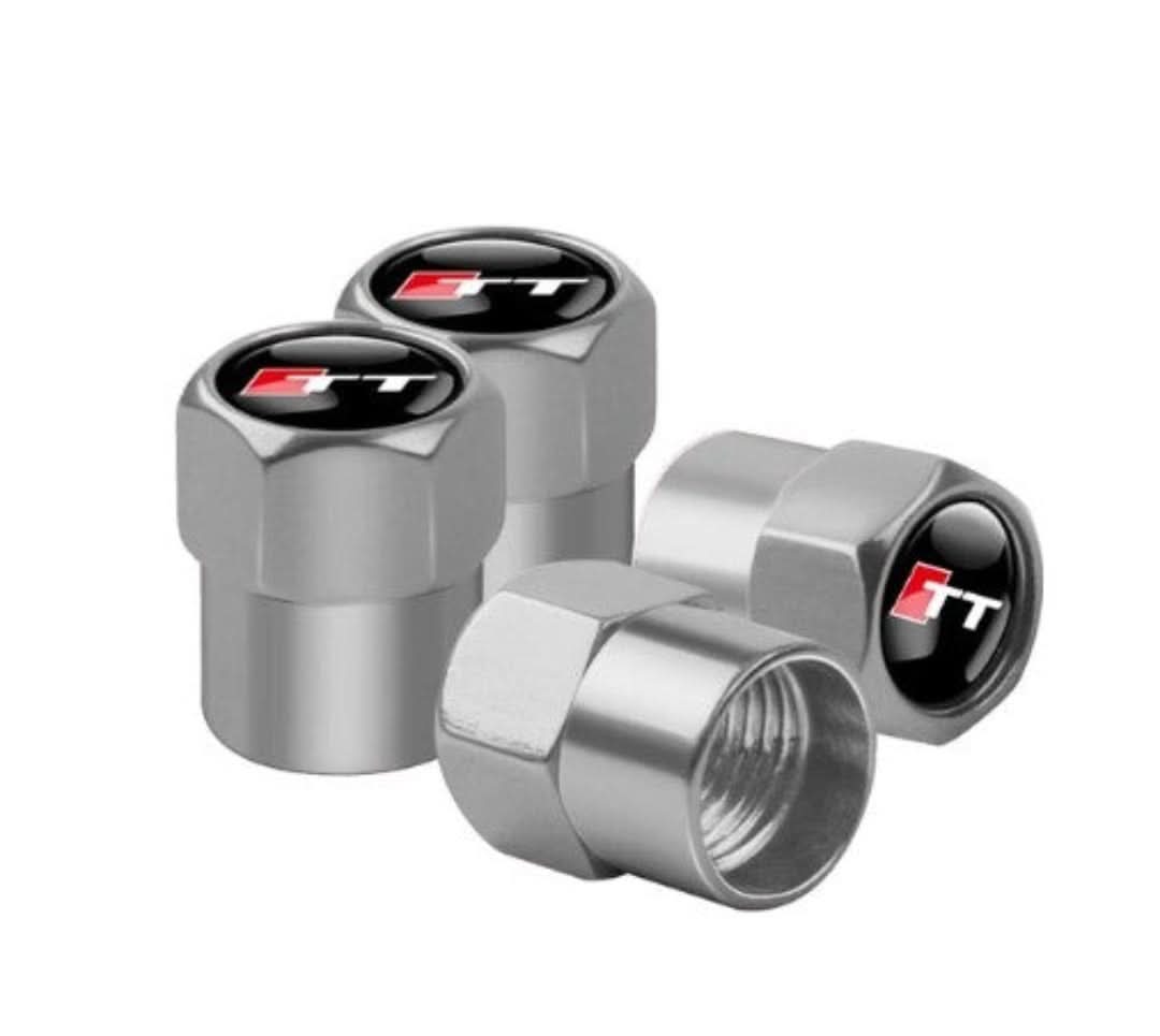 Brand Valve Caps Set (4 Pieces) - WheelTops-Black-Audi-The Livary