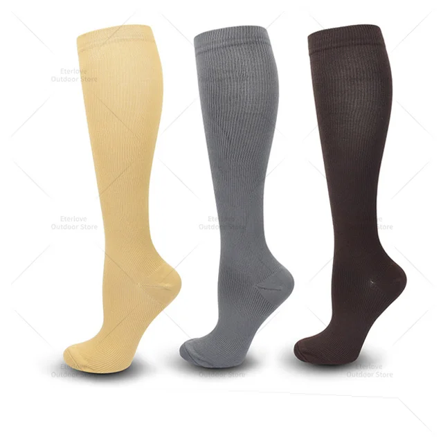 3 Pairs of Knee-High Compression Socks - FitSupport-Skin Grey Brown-S-M (2.5-5)-The Livary