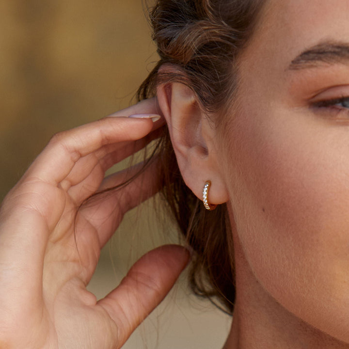 Small Hoops with Zirconia - Amara-Gold-The Livary