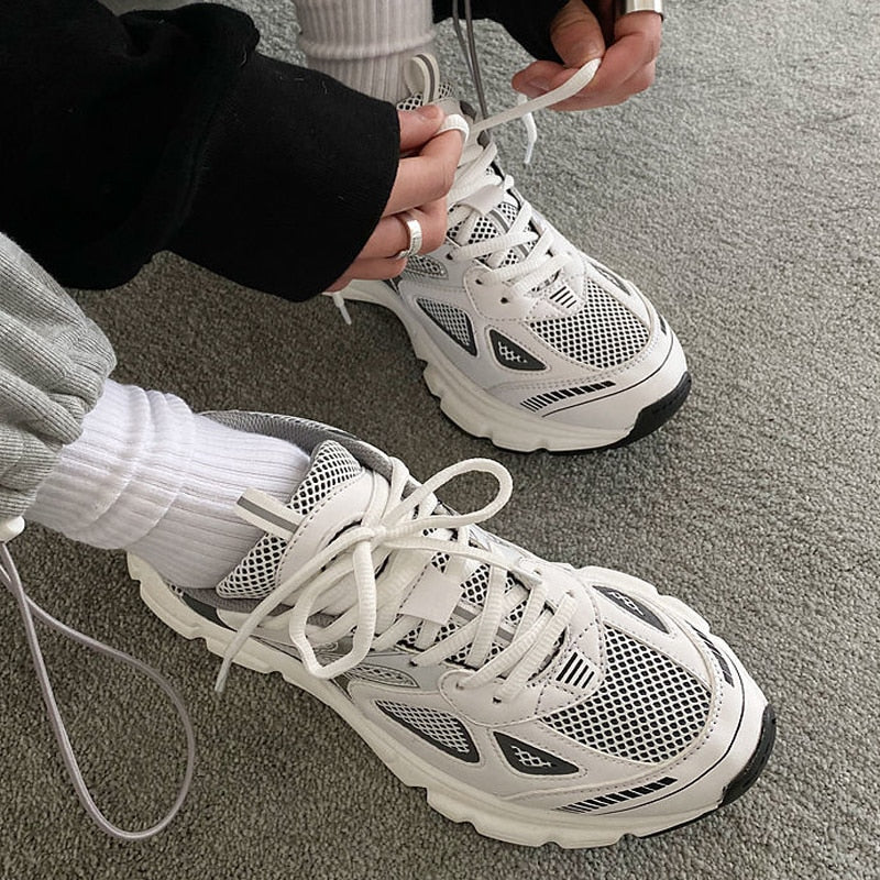 Breathable Sneakers for Sports and Active Lifestyle - Aiden-White grey-3.5-The Livary