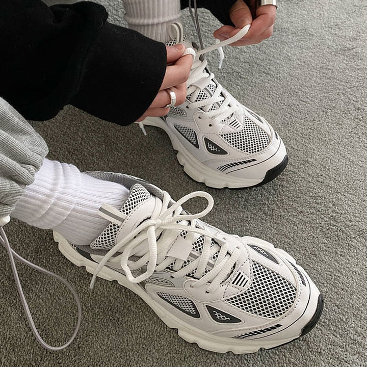 Breathable Sneakers for Sports and Active Lifestyle - Aiden-White grey-3.5-The Livary