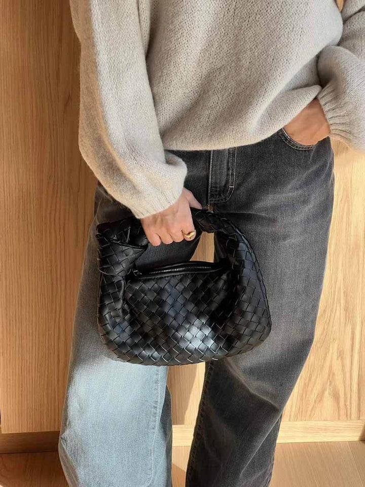 Woven Mini Handbag - Isabella-Black-The Livary
