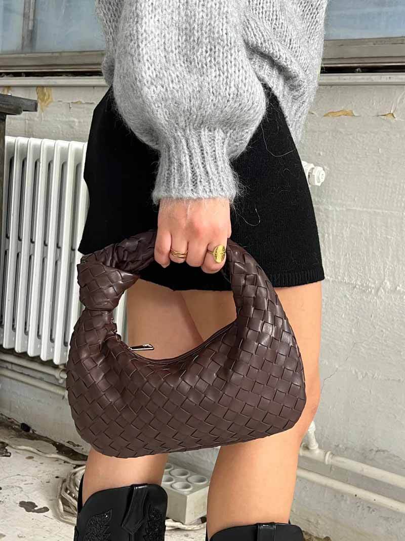 Woven Mini Handbag - Isabella-Black-The Livary