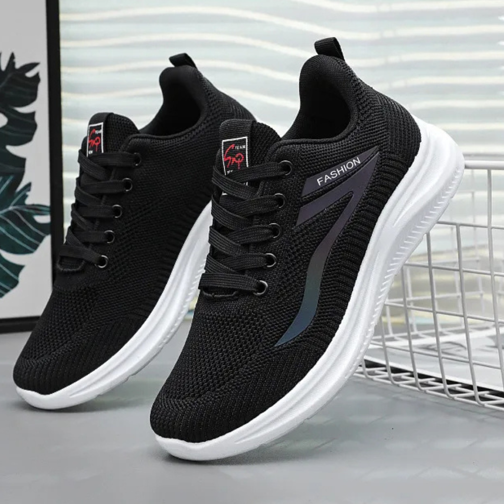 Sporty Orthopaedic Women's Walking Shoes - FitWalk-3.5-Black-The Livary