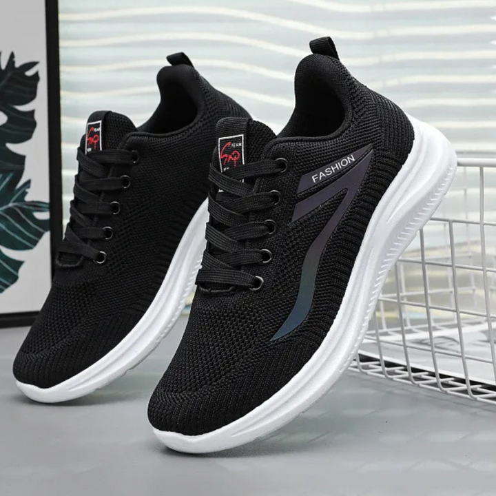 Sporty Orthopaedic Women's Walking Shoes - FitWalk-3.5-Black-The Livary