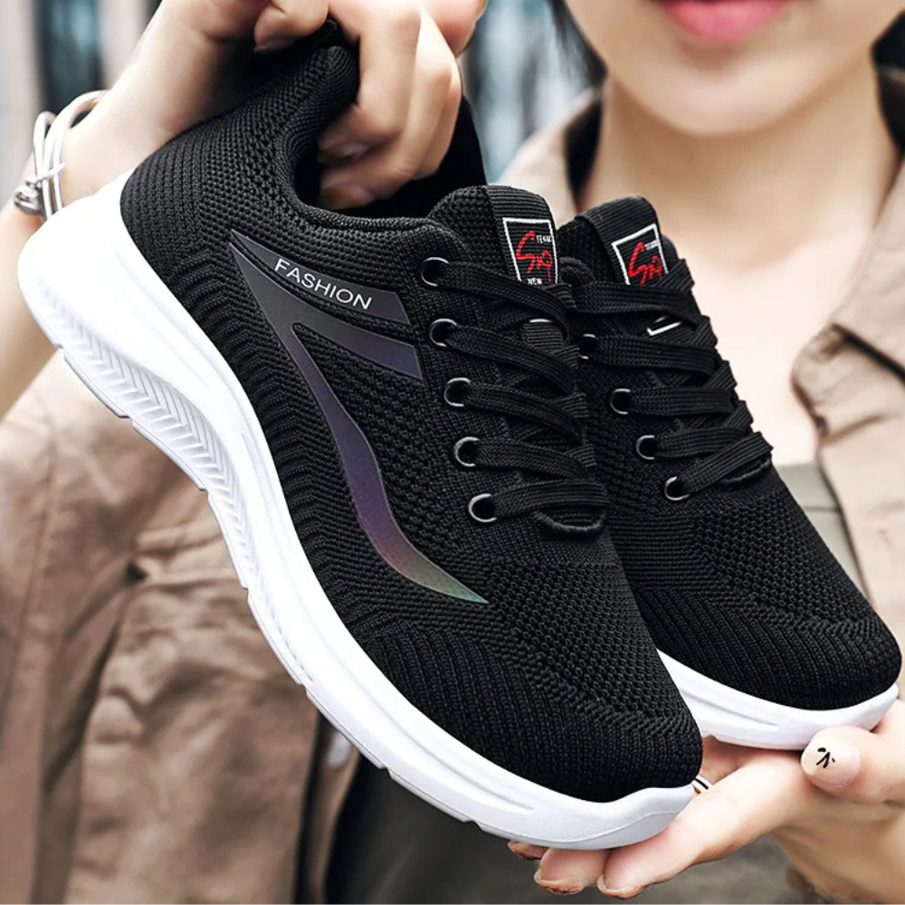 Sporty Orthopaedic Women's Walking Shoes - FitWalk-3.5-Black-The Livary