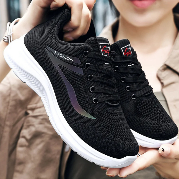 Sporty Orthopaedic Women's Walking Shoes - FitWalk-3.5-Black-The Livary