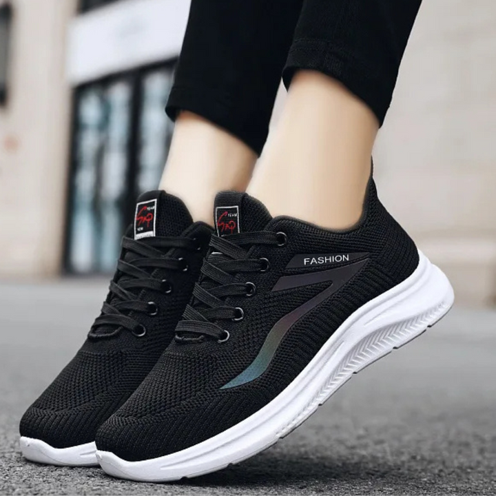 Sporty Orthopaedic Women's Walking Shoes - FitWalk-3.5-Black-The Livary