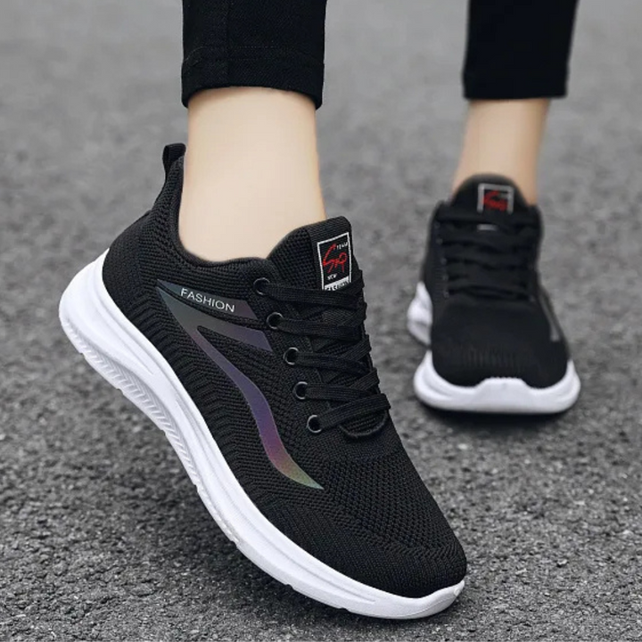 Sporty Orthopaedic Women's Walking Shoes - FitWalk-3.5-Black-The Livary
