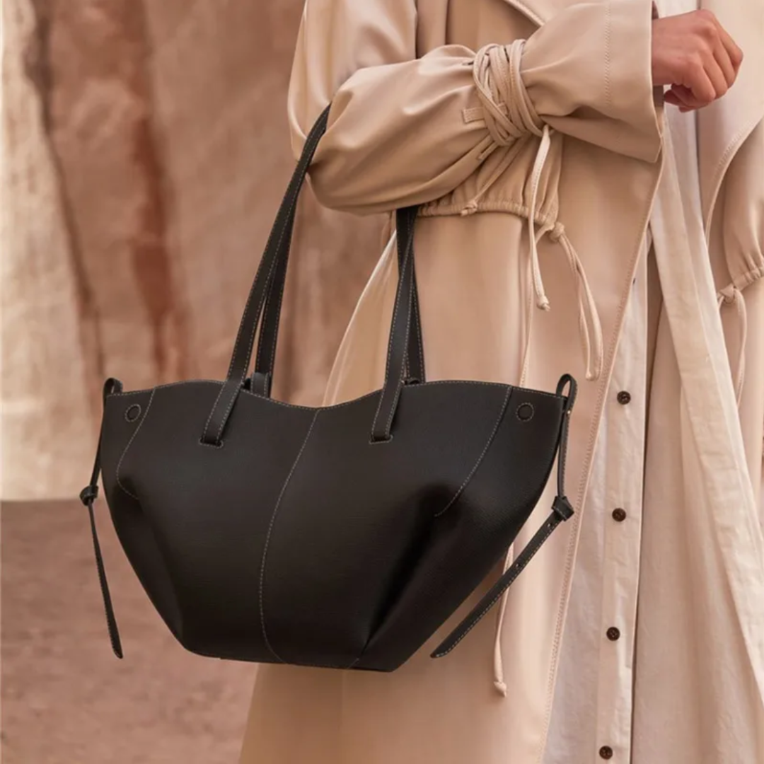 Stylish Leather Handbag - Adeline-Black-The Livary