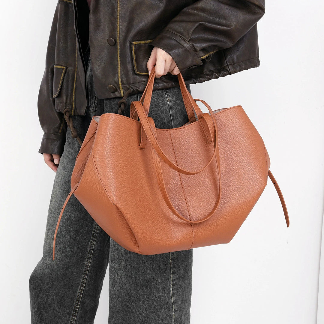 Stylish Leather Handbag - Adeline-Black-The Livary