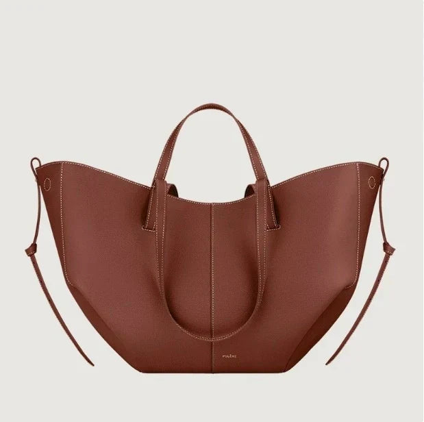 Stylish Leather Handbag - Adeline-Cognac-The Livary