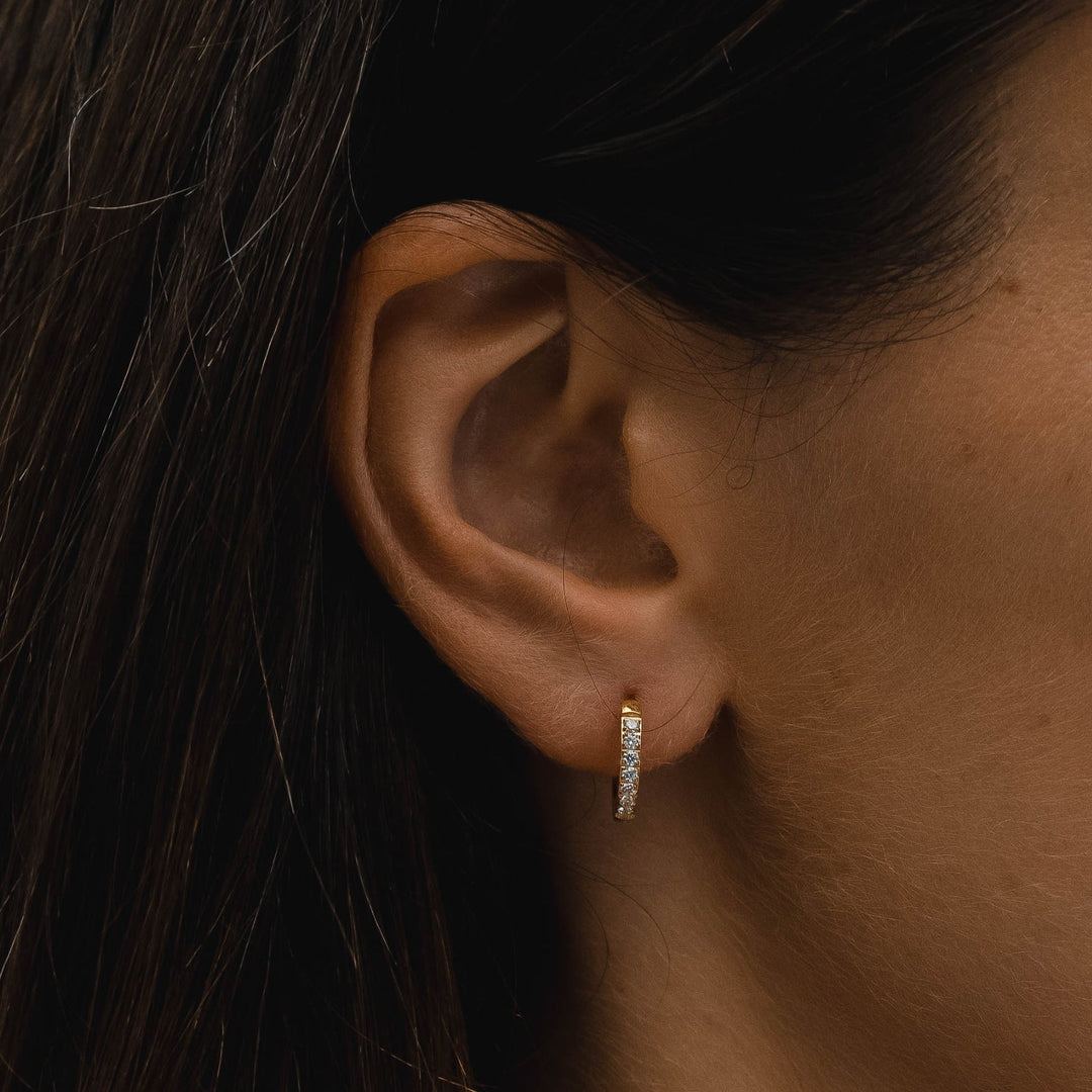 Small Hoops with Zirconia - Amara-Gold-The Livary