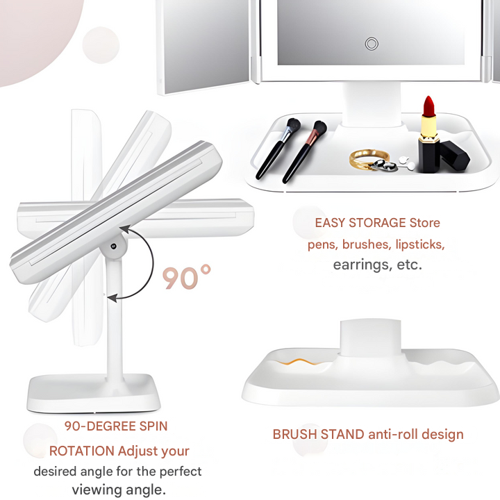 LED Make-up Mirror with Triple Lighting - Clara-White-The Livary