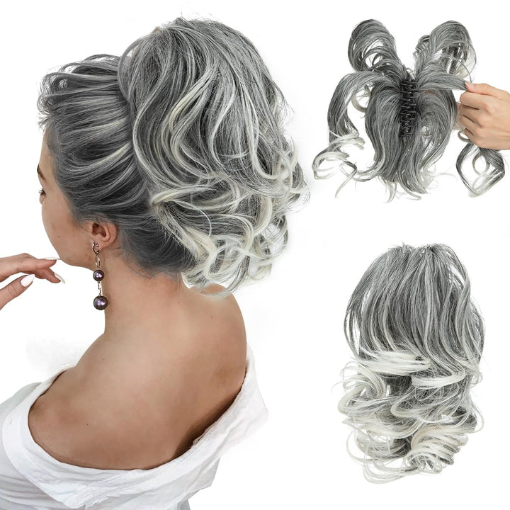 Curly Ponytail Hair Extension – Mira-Silver grey-The Livary