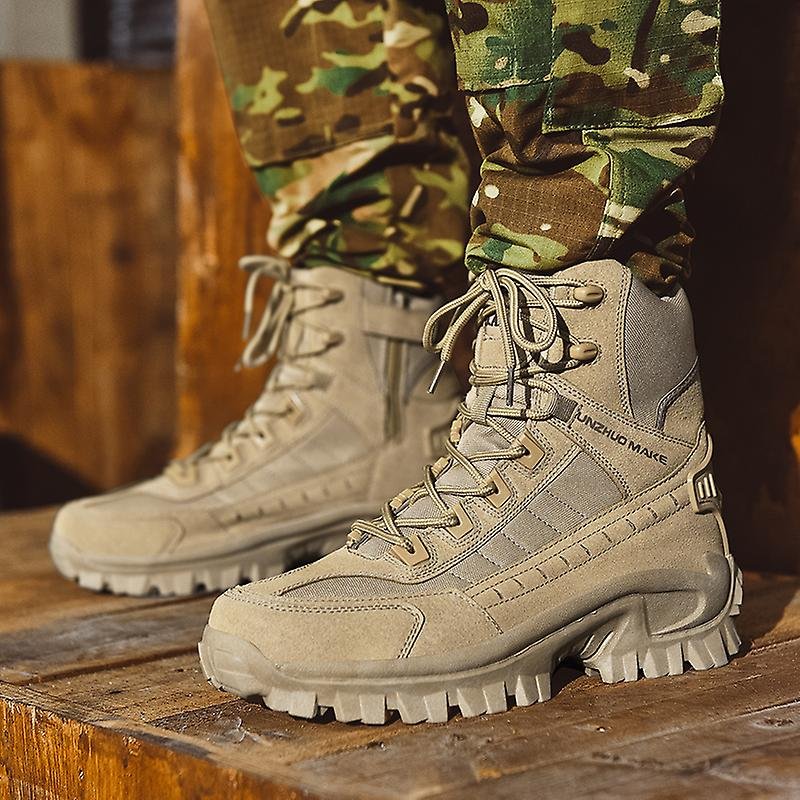 Waterproof Tactical Work Boots with Anti-Puncture – TrailForce Tactical-Beige-6-The Livary
