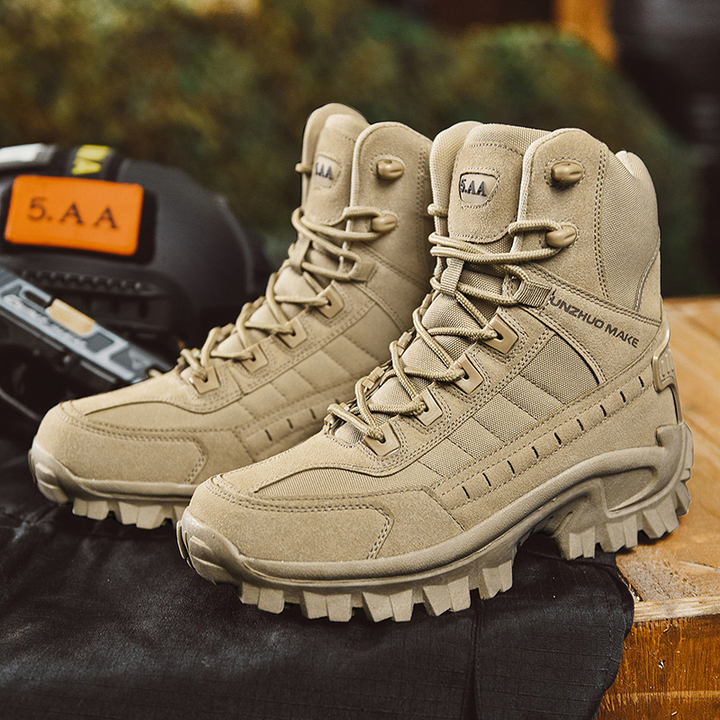 Waterproof Tactical Work Boots with Anti-Puncture – TrailForce Tactical-Beige-6-The Livary