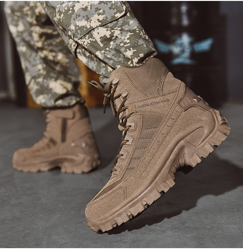 Waterproof Tactical Work Boots with Anti-Puncture – TrailForce Tactical-Beige-6-The Livary