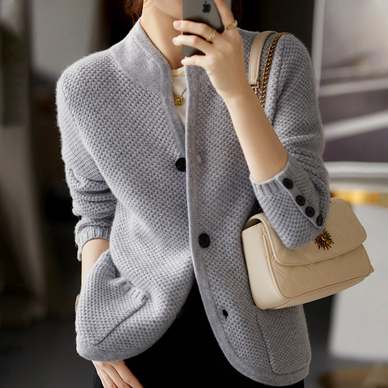 Comfortable Cashmere Ladies Cardigan - Isabella-Gray-M-The Livary