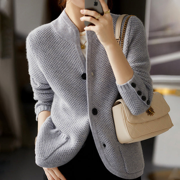 Comfortable Cashmere Ladies Cardigan - Isabella-Gray-M-The Livary