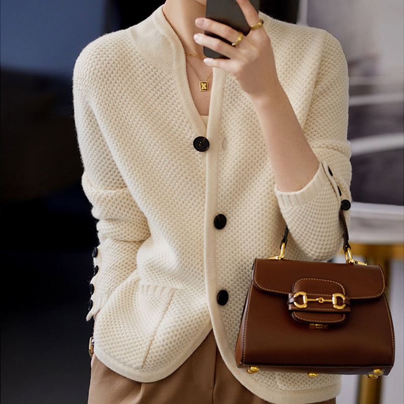 Comfortable Cashmere Ladies Cardigan - Isabella-Beige-M-The Livary