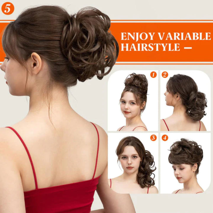 Messy Clip-in Bun with Side Clip – Elina-Black-The Livary