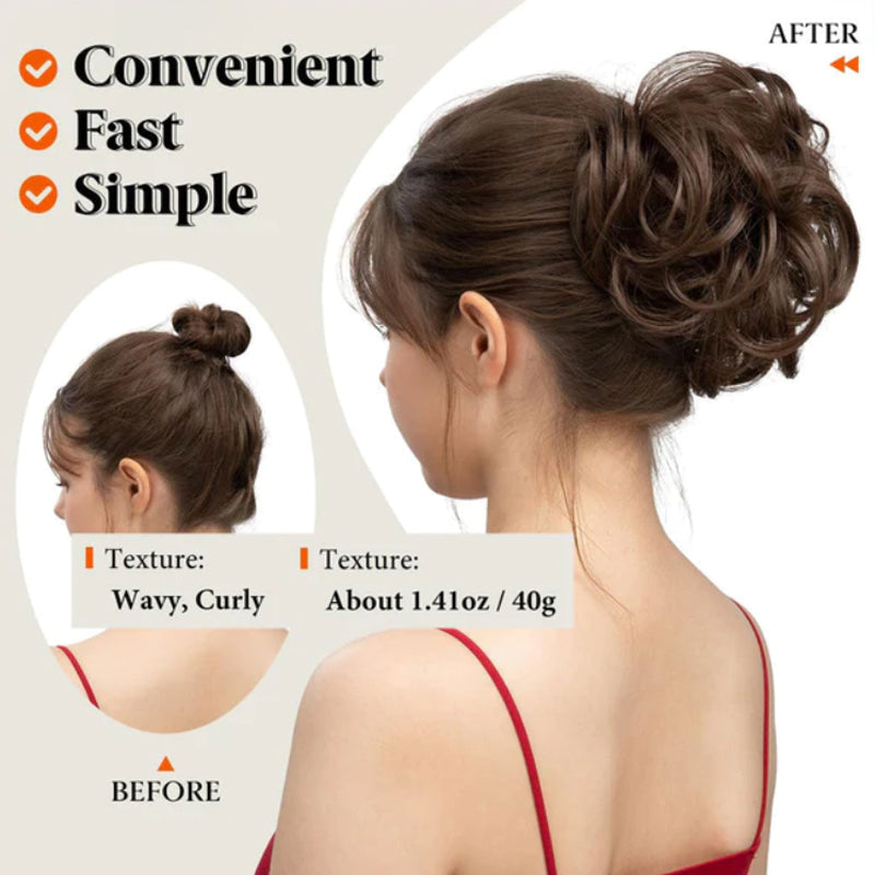 Messy Clip-in Bun with Side Clip – Elina-Black-The Livary