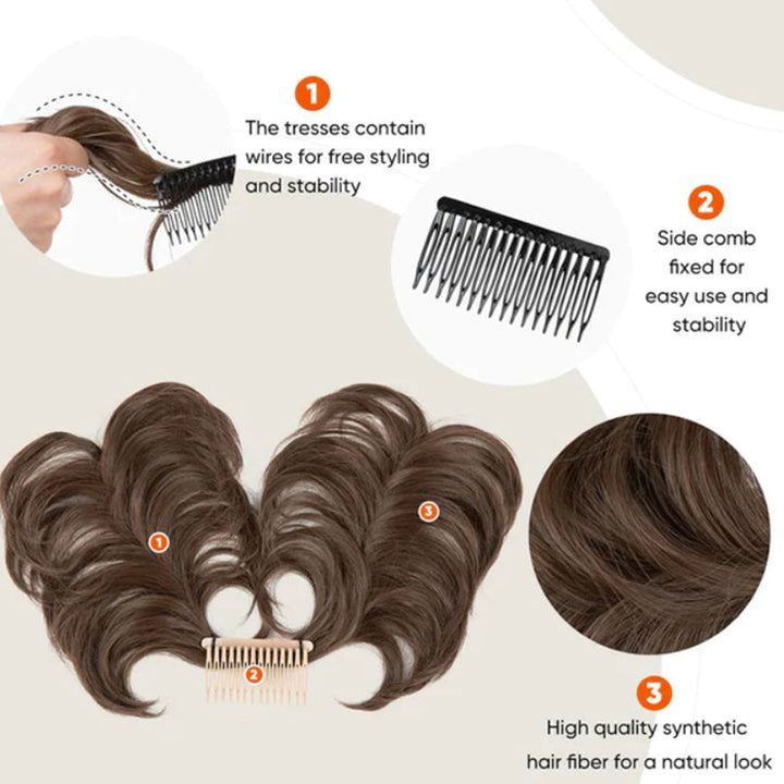 Messy Clip-in Bun with Side Clip – Elina-Black-The Livary