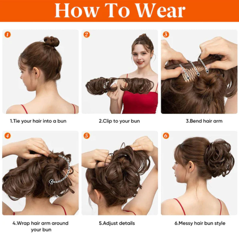 Messy Clip-in Bun with Side Clip – Elina-Black-The Livary