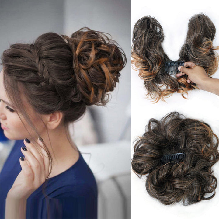 Messy Clip-in Bun with Side Clip – Elina-Brown Mix-The Livary