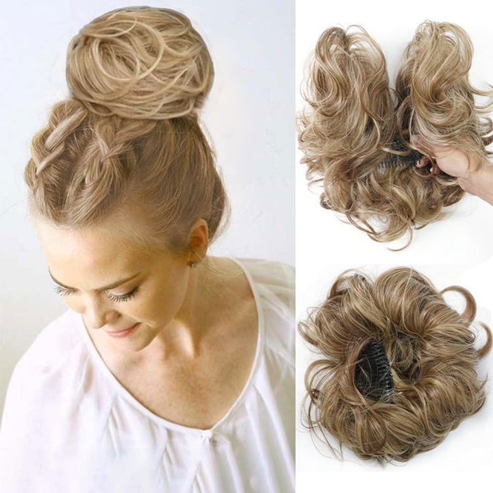 Messy Clip-in Bun with Side Clip – Elina-Dark blonde-The Livary